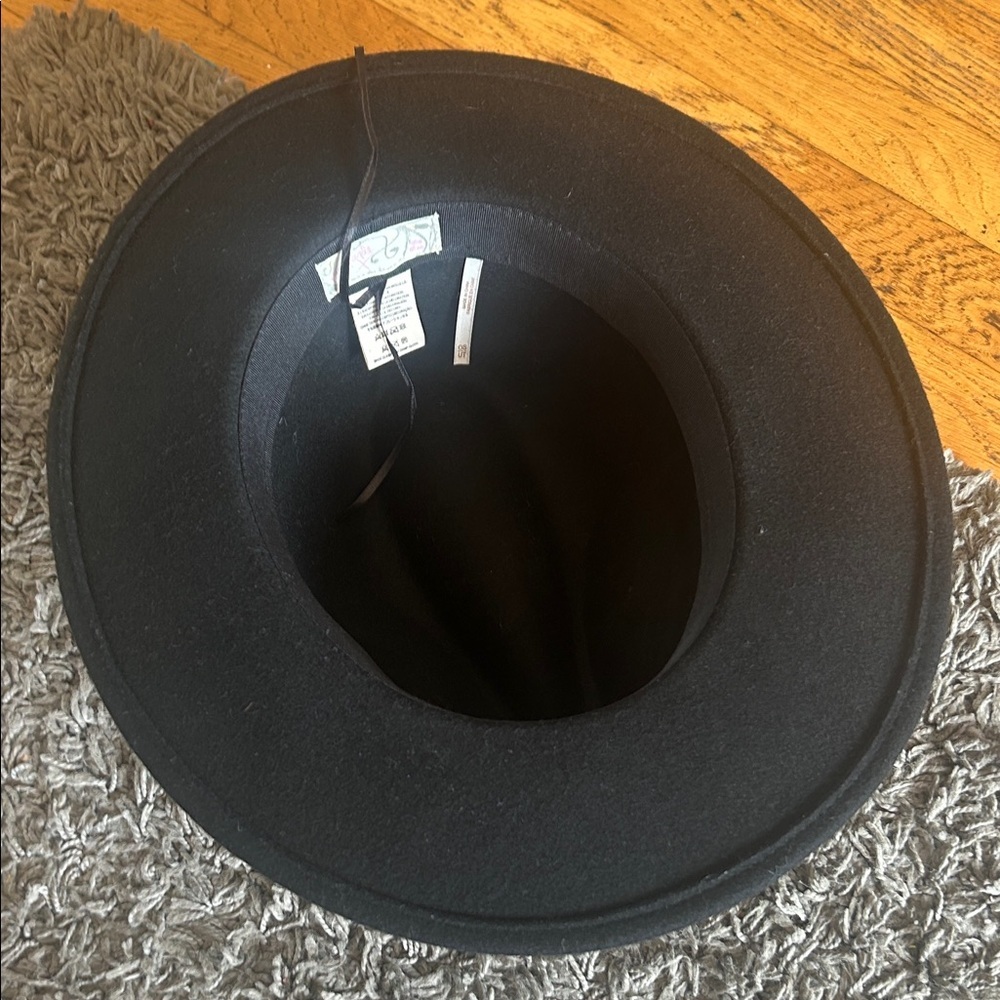Free People Wool Black Hat Fedora One Size with Black Band - Picture 7 of 14